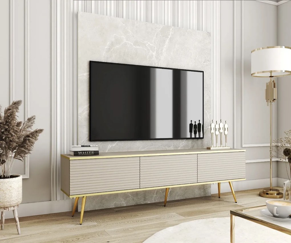 Szafka RTV KARL 3D 175cm wisząca/stojąca kaszmirowy mat PIASKI Meble