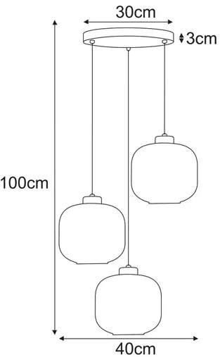 Lampa wisząca z trzema szklanymi kloszami grafitowa P9-R44