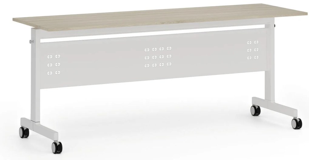Mobilny stół PRIMO MOBI, 180x60 cm, biała podstawa, dąb naturalny