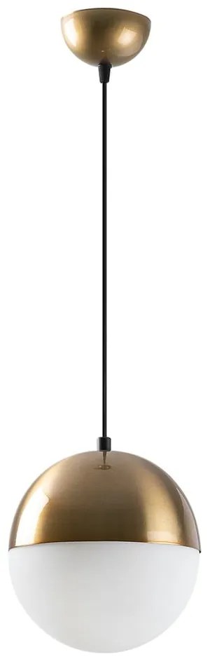 Lampa wisząca w biało-złotym kolorze ze szklanym kloszem ø 20 cm Bastos – Opviq lights