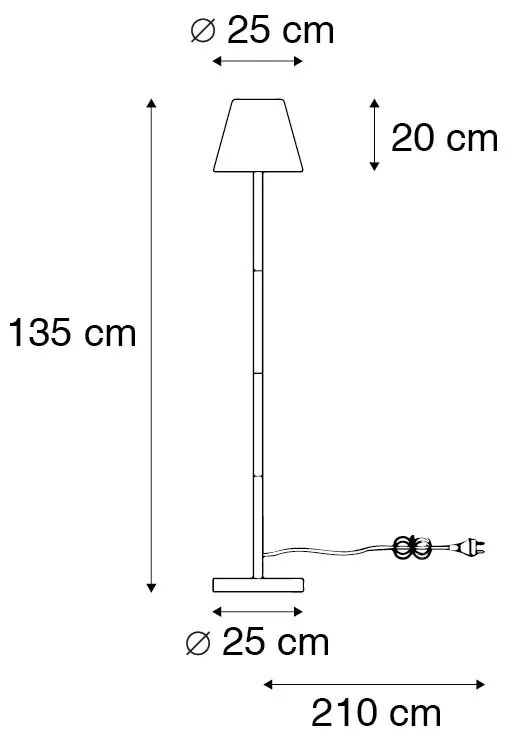 Zewnetrzna Lampa podłogowa zewnętrzna czarna z białym kloszem IP65 25 cm - VirginiaDesignerski Oswietlenie zewnetrzne