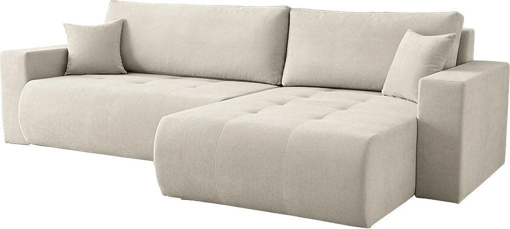 Uniwersalny narożnik do salonu Kora - tkanina Wind, kremowy