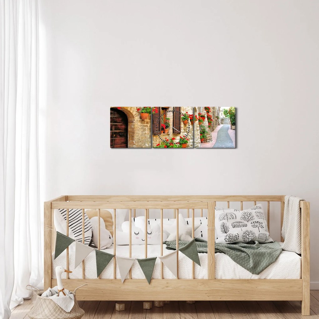 Obraz - Malownicza włoska aleja (z zegarem) (90x30 cm)