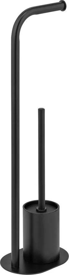 Czarny stalowy stojak na papier toaletowy ze szczotką Levante – Wenko