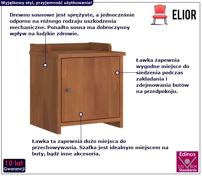 Mała szafka z siedziskiem drewno akacjowe B6-B28