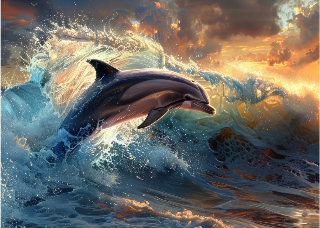 Obraz na szkle - Delfin, ilustracje (70x50 cm)