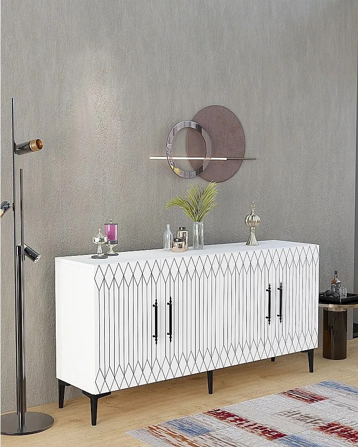 Komoda – 150 cm x 75 cm x 35 cm – Biała – Płyta wiórowa