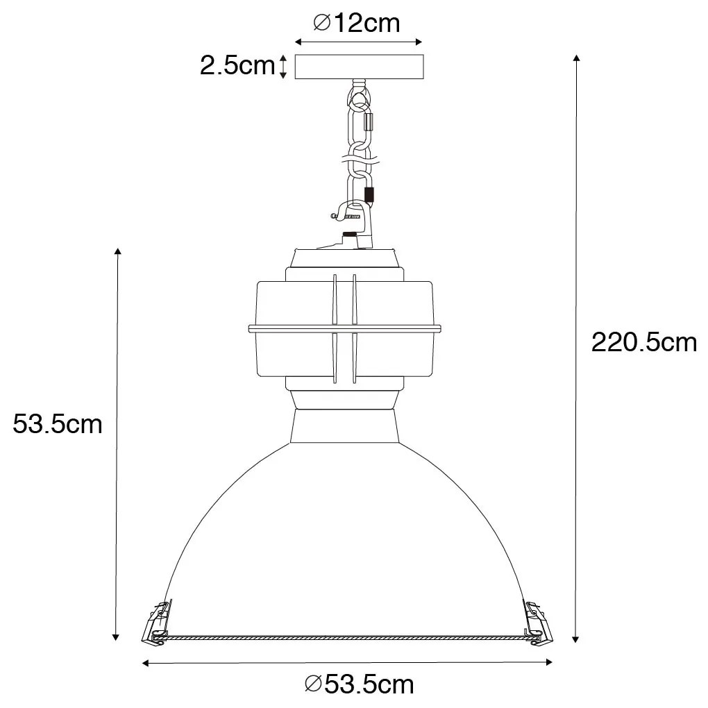 Industrialna lampa wisząca czarna 53,5 cm - SickoPrzemysłowy Oswietlenie wewnetrzne