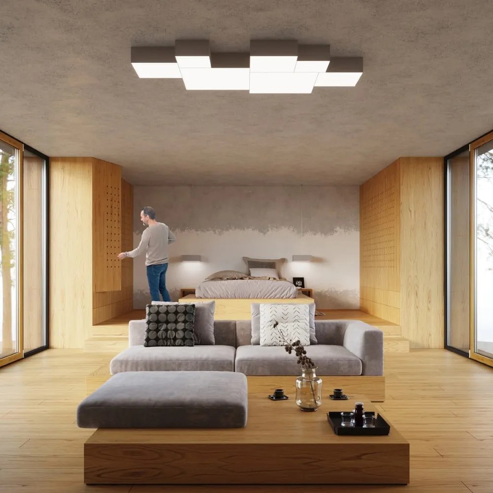 Szara lampa sufitowa 25x25 cm Mitra – Nice Lamps