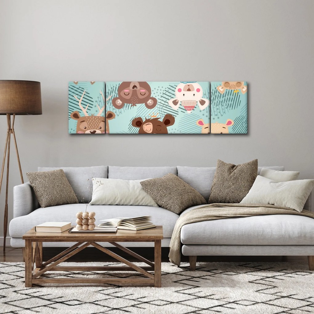 Obraz - Wesołe niedźwiadki (170x50 cm)