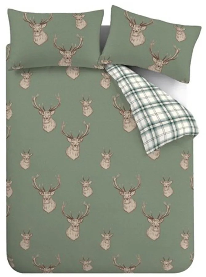Zielona pościel dwuosobowa 200x200 cm Stag Check – Catherine Lansfield