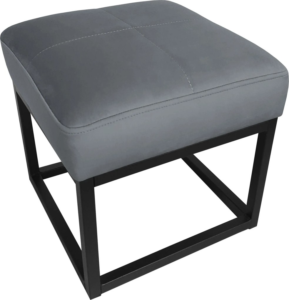 Pufa MAX tkanina Welur loft ławka podnóżek metal : Kolor Stelaża - Czarny , Kolor tkaniny - VELVET - BL14, Typ tkaniny - Velvet