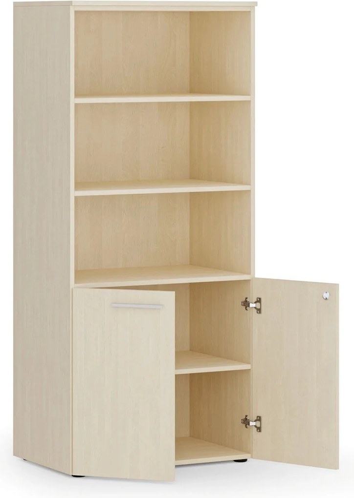 Szafa biurowa z drzwiami niskimi PRIMO WOOD, 800 x 500 x 1781 mm, brzoza