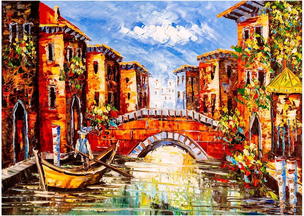Obraz na szkle - Obraz olejny przedstawiający miasto III. (70x50 cm)