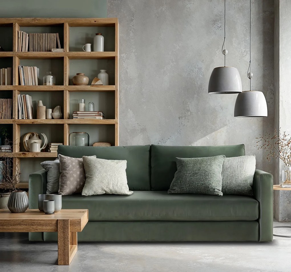 Rozkładana sofa z poduszkami do salonu - 32 kolory A1-D36