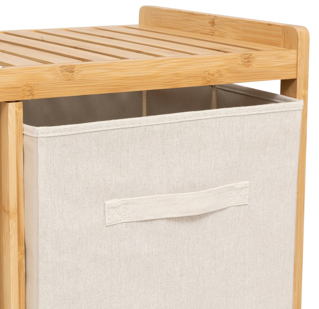 Regał bambusowy z koszem na pranie TIDY BOX i pojemnikami, 66 x 33,3 x 78,5 cm