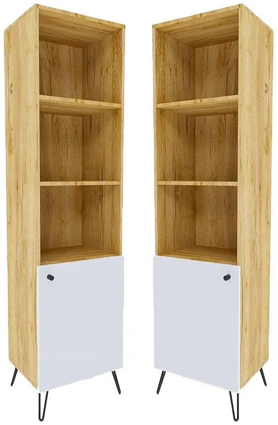Witryna na metalowych nóżkach loft dąb craft + biały - Zorina 11X