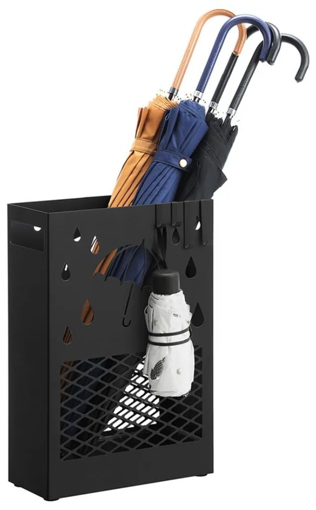 SongmicsHome Metalowy stojak na parasole RAIN, 28x12x41cm, czarny