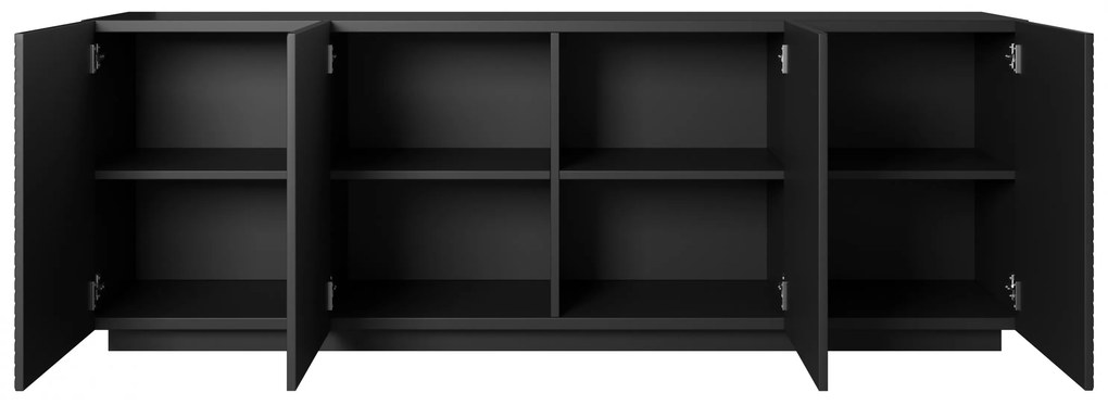 Komoda Asha 200 cm czterodrzwiowa - czarny mat