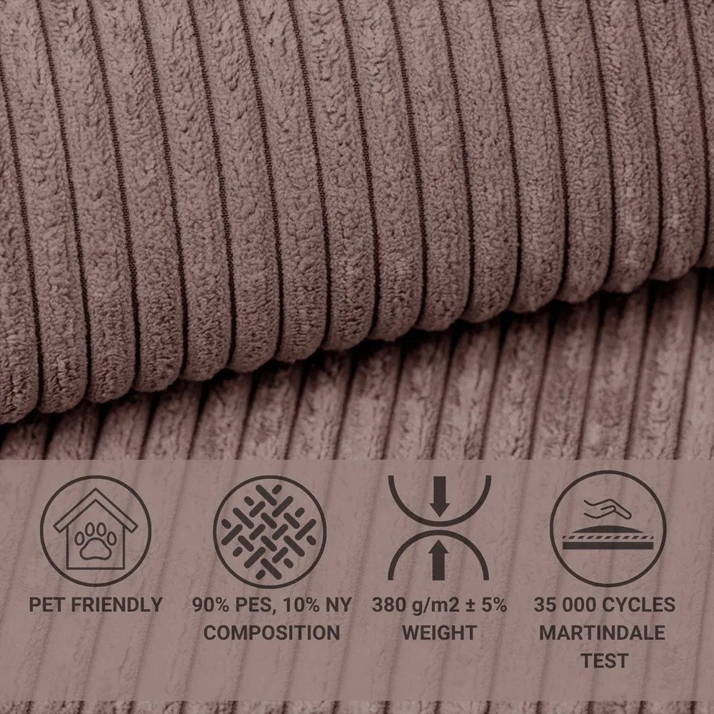 Fioletowy sztruksowy rozkładany/ze schowkiem narożnik (lewostronny/w kształcie litery L) Tonga – Maison de Rêve