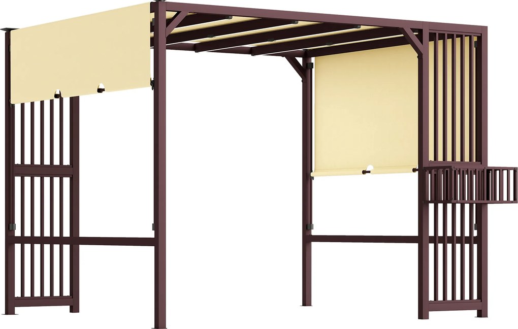 Outsunny pergola ogrodowa 3x25m z regulowanym daszkiem ochrona UV30+ stabilny pawilon na taras i ogród ciemnobrązowy | Aosom PL
