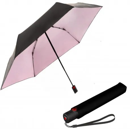 KNIRPS U.200 BLACK WITH ROSE - elegancki damski parasol w pełni automatyczny