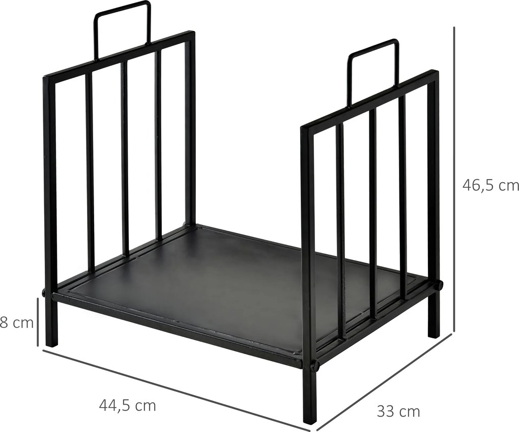 Outsunny Stojak na drewno kominkowe 44,5×33×46,5 cm — czarny, z uchwytami