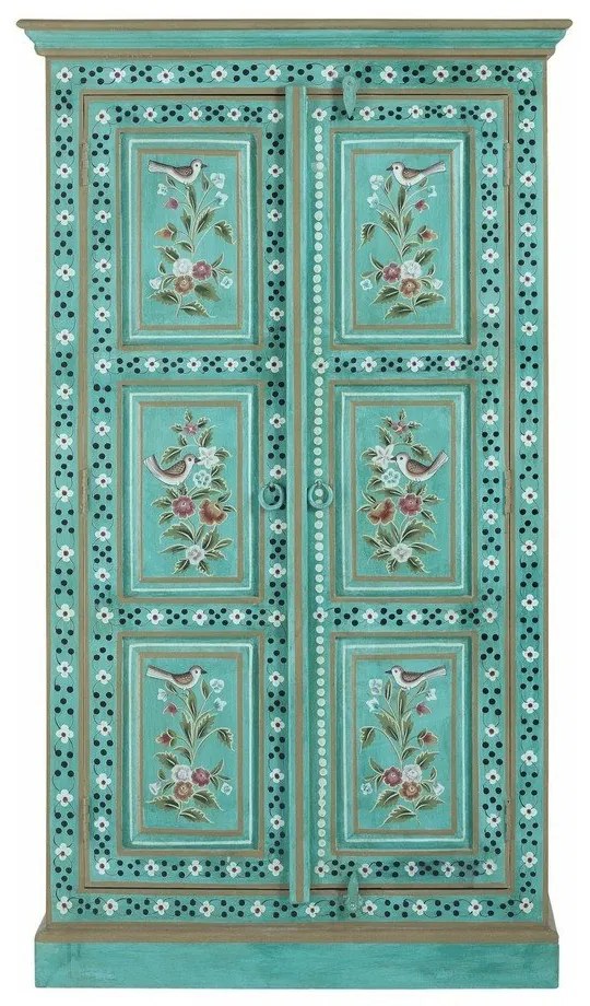 Zielona szafka z litego drewna mango 87x152x38 cm Prem – Støraa