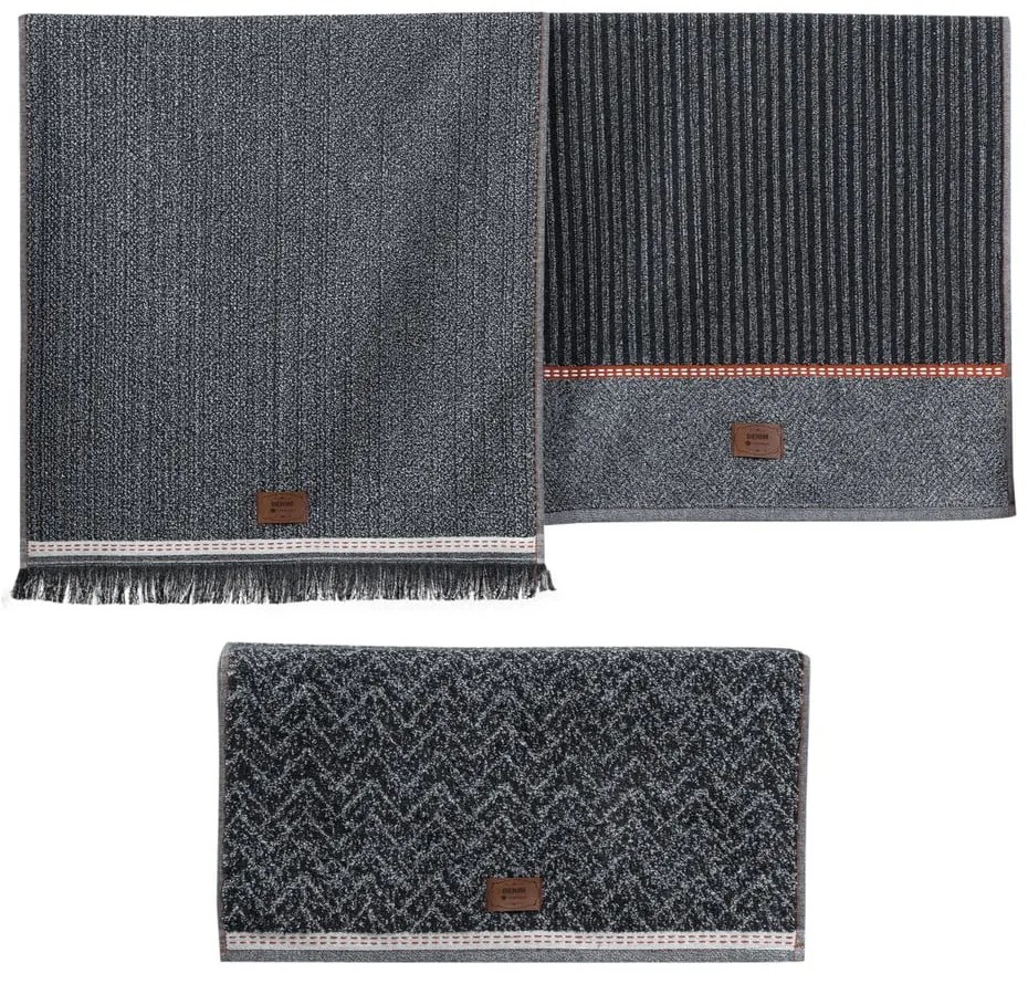 Antracytowe ręczniki zestaw 3 szt. 50x90 cm Denim – Foutastic