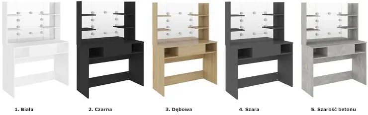 Dębowa toaletka do sypialni z żarówkami LED - Zowros 3X