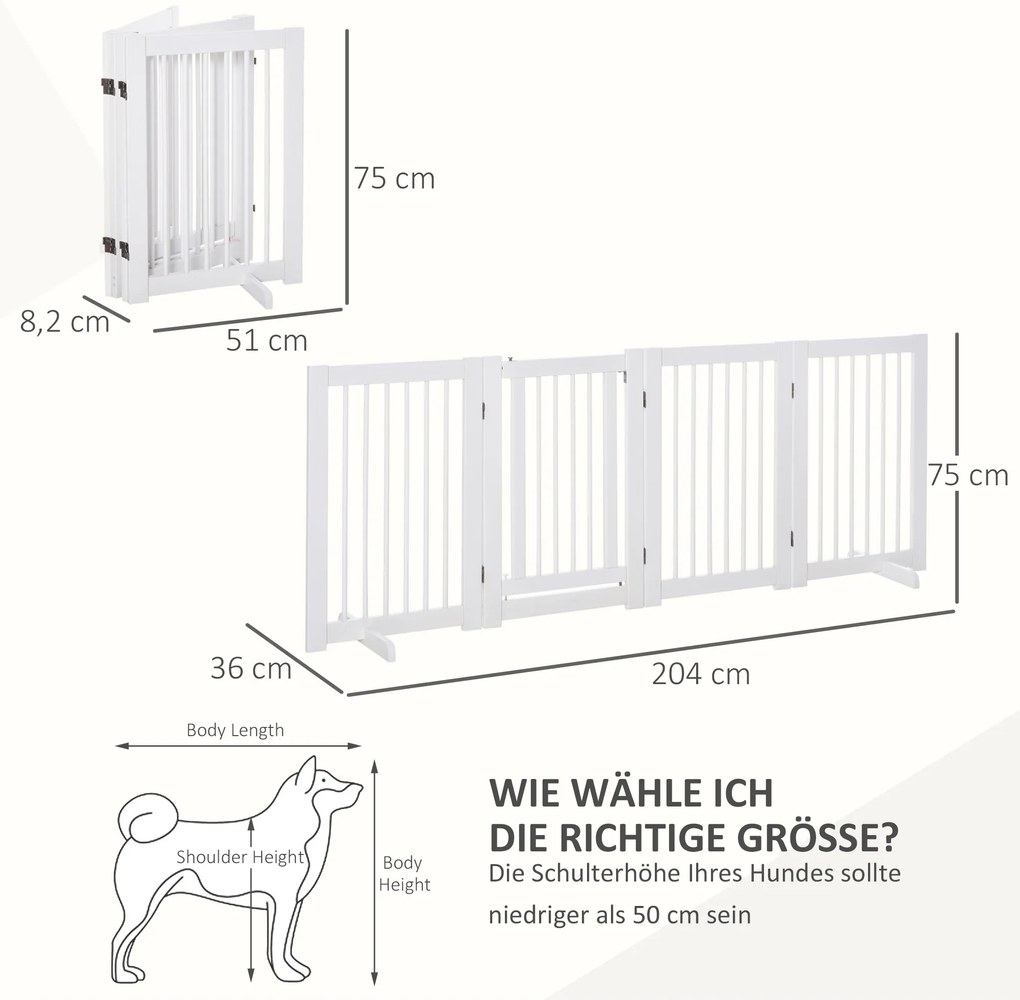 PawHut składana bramka dla psów z drzwiami biała wolnostojąca idealna do domu | Aosom PL