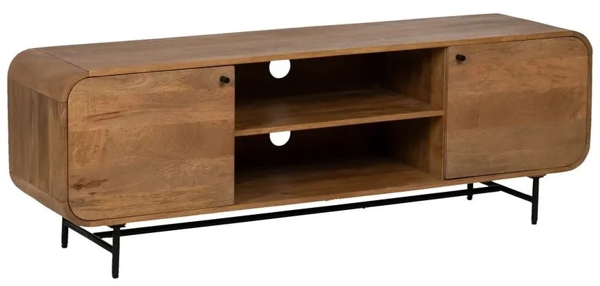 Brązowa szafka pod TV z litego drewna mango 160x55x40 cm Kaya – Ixia