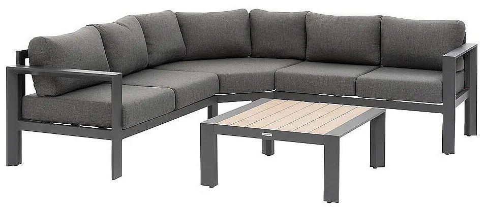 Narożny zestaw aluminiowy VANCOUVER dla 5 osób (antracyt)