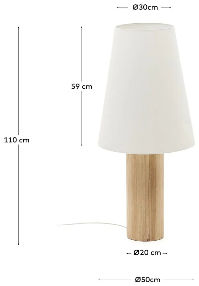 Biało-naturalna lampa stojąca z tekstylnym kloszem (wys. 110 cm) Marga – Kave Home