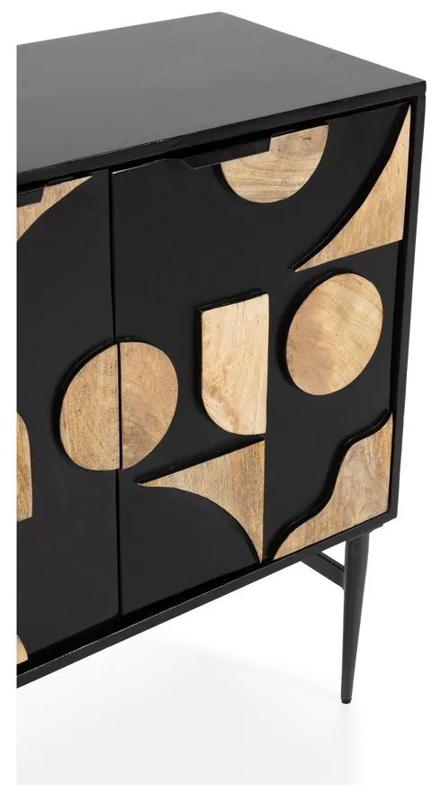 Czarna komoda z litego drewna mango 175x90x40 cm Navya – MOME