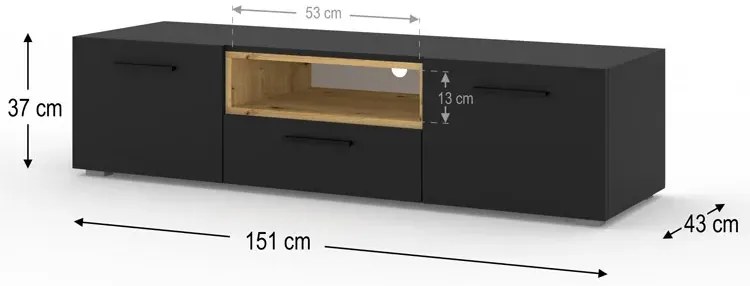 Czarna szafka rtv - Baden 3X