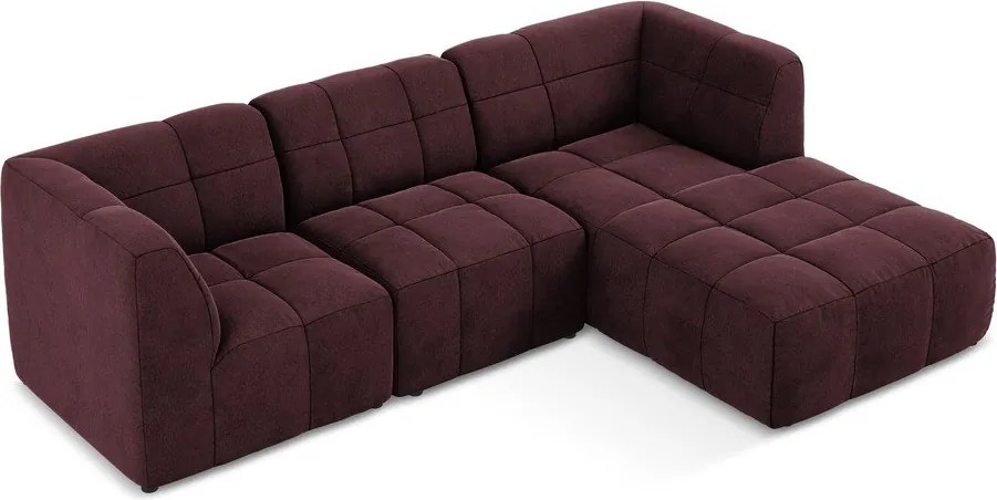 Bordowy aksamitny narożnik (prawostronny/z szezlongiem) Aloha – Makamii