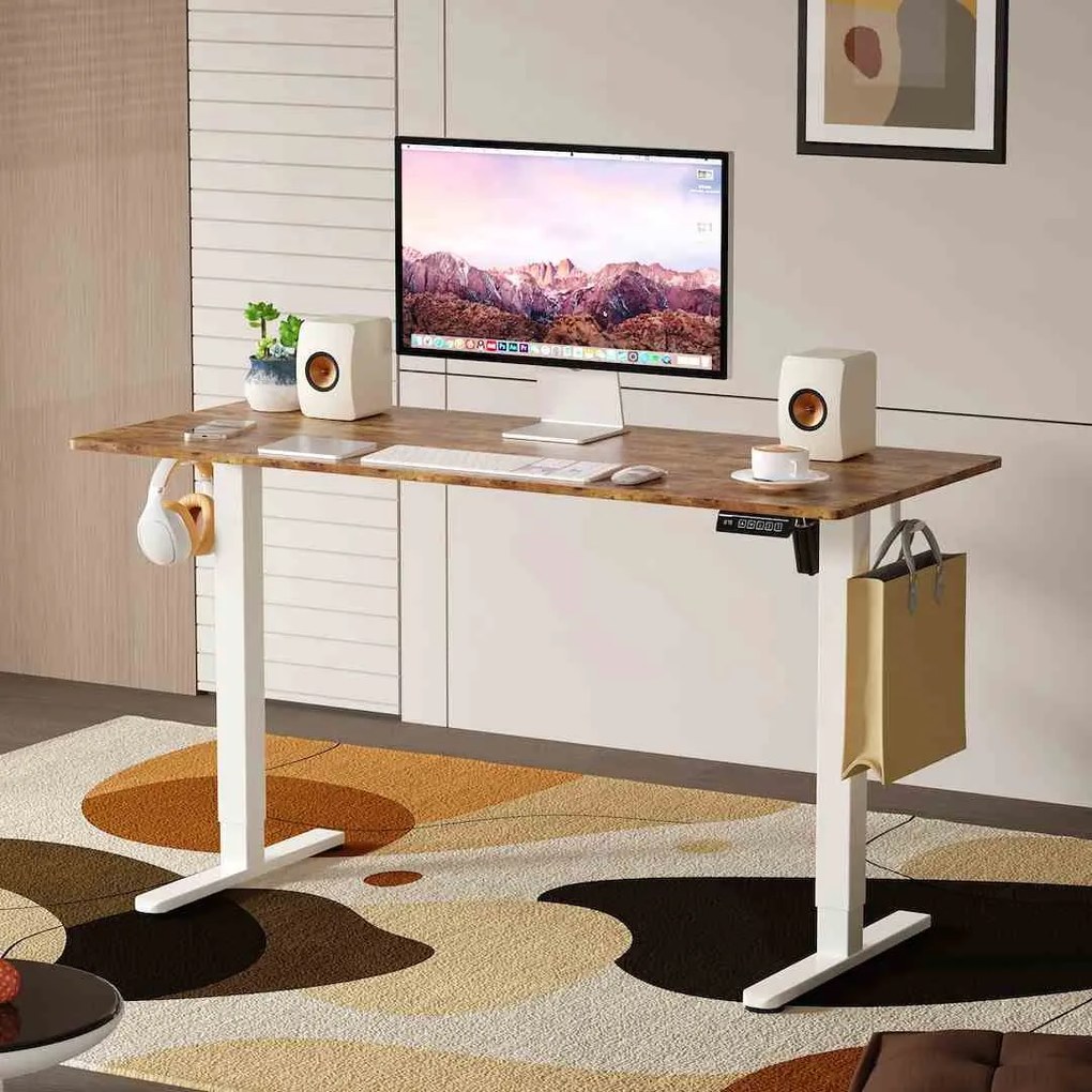 LVN System Biurko Control Lite 140 Biały/Rustykalny