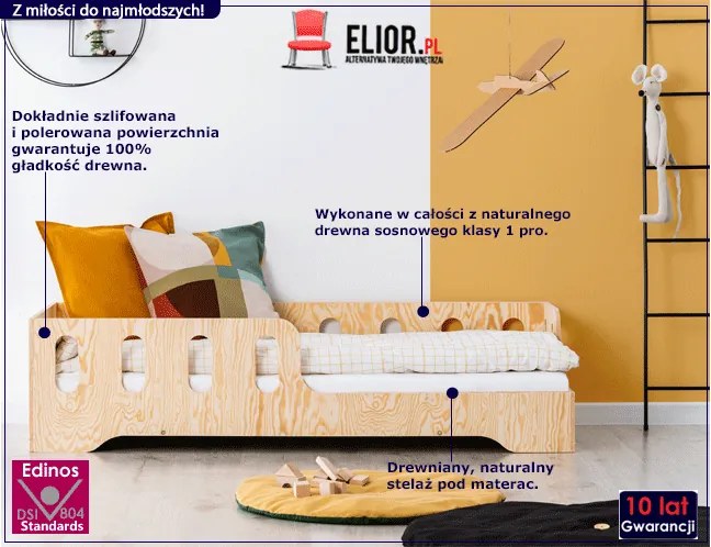 Prawostronne łóżko drewniane dziecięce 16 rozmiarów N1-G76