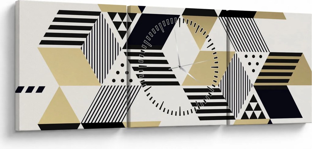 Obraz - Kształty geometryczne N⁰1 (z zegarem) (90x30 cm)
