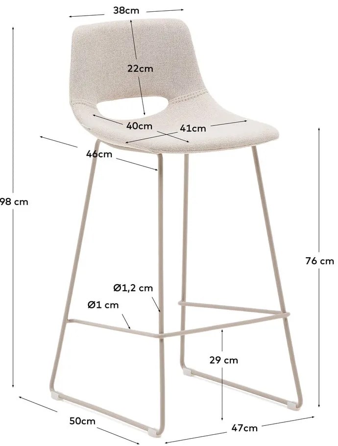 Beżowy hoker (wysokość siedziska 76 cm) Zahara – Kave Home