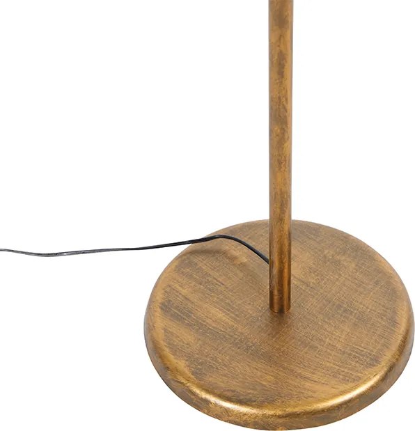 Lampa podłogowa złota 145 cm z czarnym aksamitnym kloszem 50 cm - Botanica
