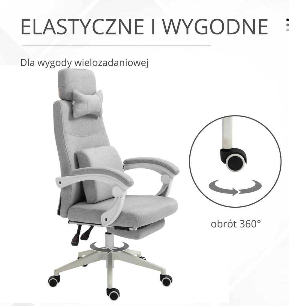 Vinsetto Fotel gamingowy biurowy ergonomiczny wygodny poliester z pianką czarny | Aosom PL