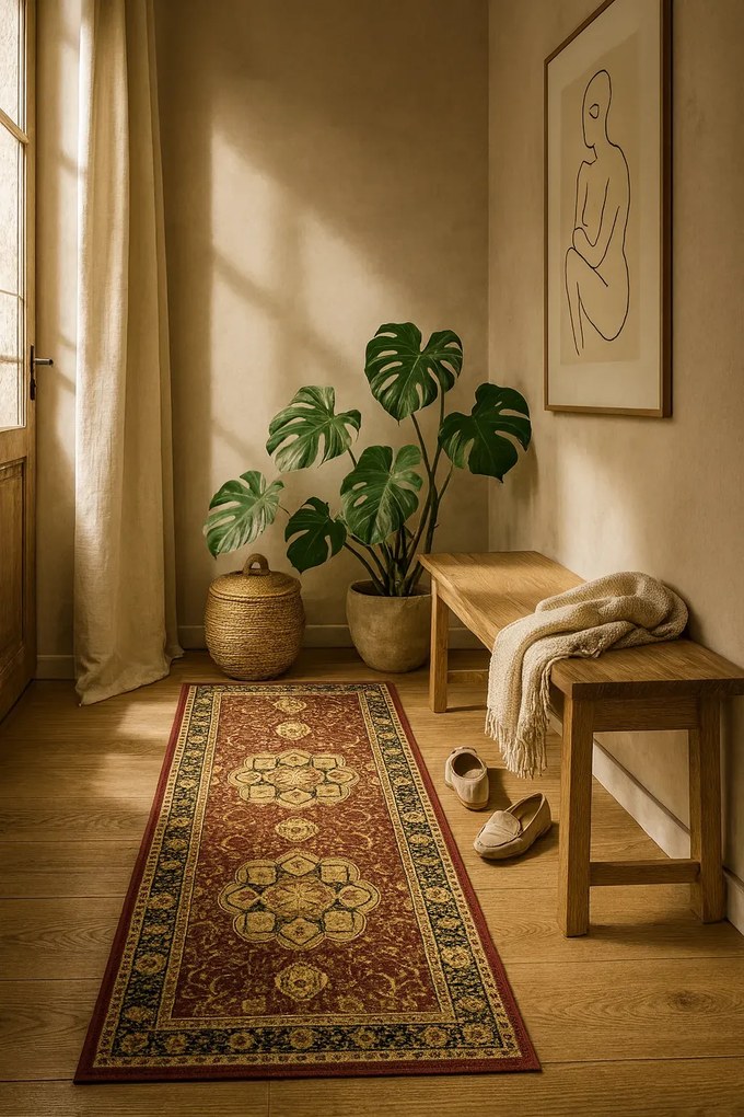 Czerwony klasyczny chodnik dywanowy na metry G0-A89