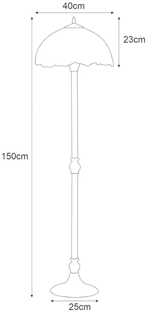 Witrażowa lampa stojąca z kloszem w słoneczniki - A662-Ahra