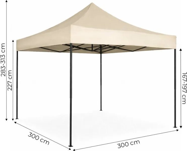 Pawilon ogrodowy, eventowy FG3, 3x3 m automatyczny - namiot z regulacją wysokości, beżowy