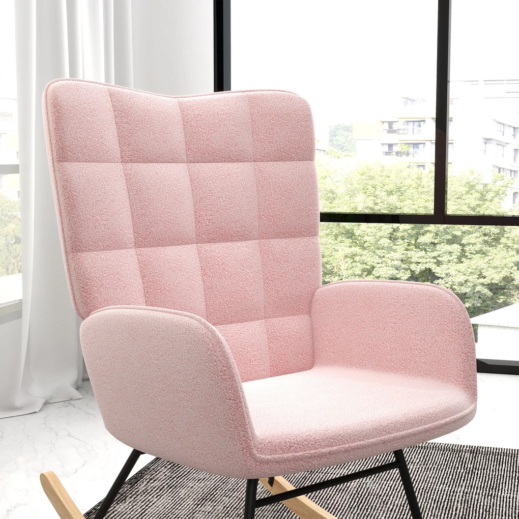 HOMCOM Fotel bujany do 120 kg Różowy Poliester Słodki i wygodny akcent w pokoju, 71 dł. x 92 szer. x 101 wys. cm | Aosom PL