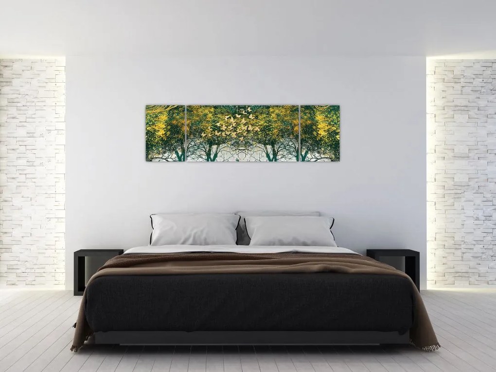 Obraz - Jelenie w zielonym lesie (170x50 cm)