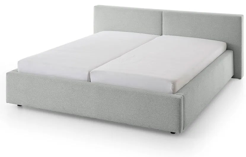 Szare tapicerowane łóżko dwuosobowe ze schowkiem i stelażem 140x200 cm Cube – Meise Möbel