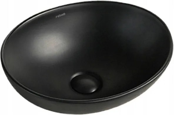 Umywalka nablatowa ceramiczna czarna matowa 41x33 cm stawiana na blat owal